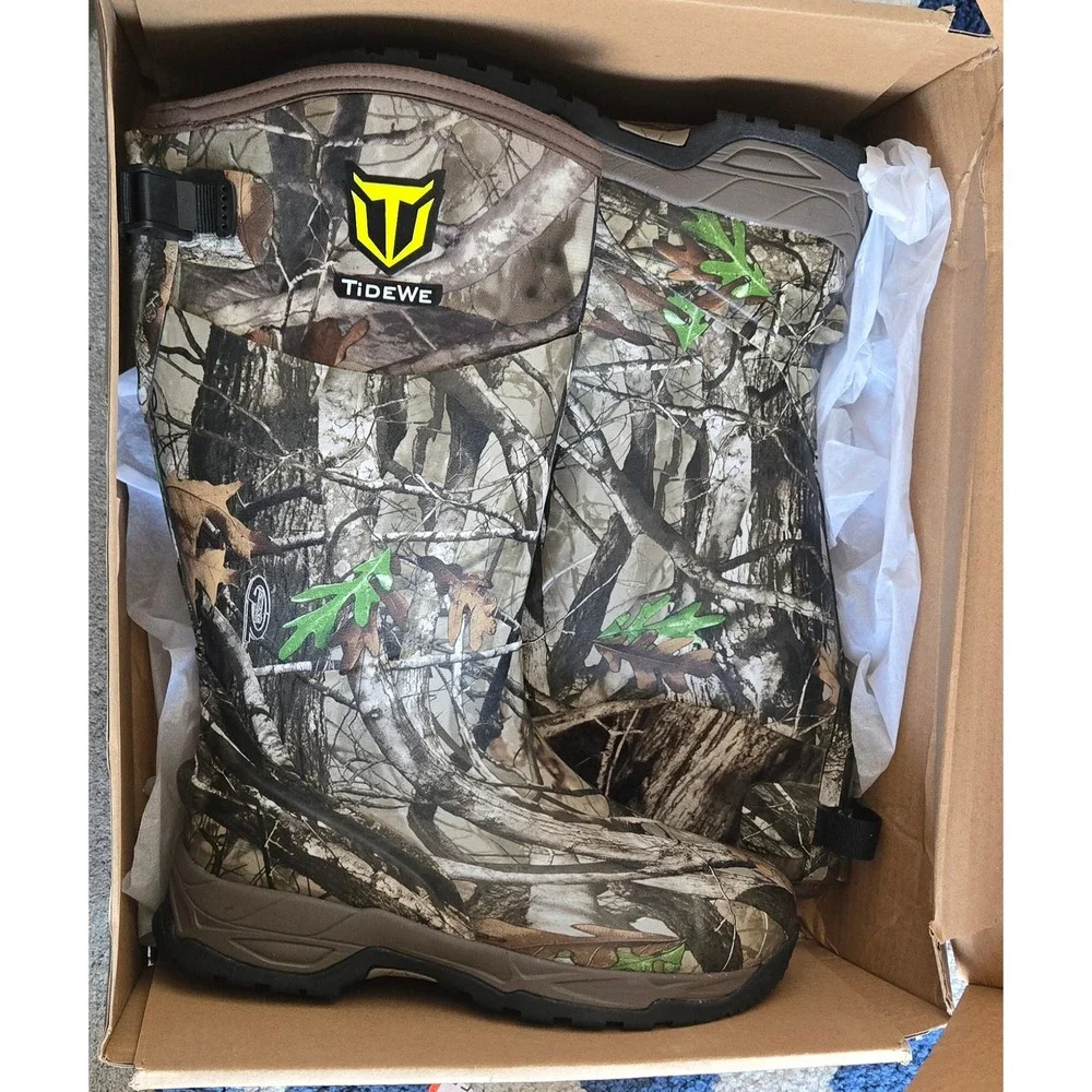 Tidewe Mens RubberHuntingBoots Waterproof Insulated 7mm Neoprene Camo TRB002-NG8